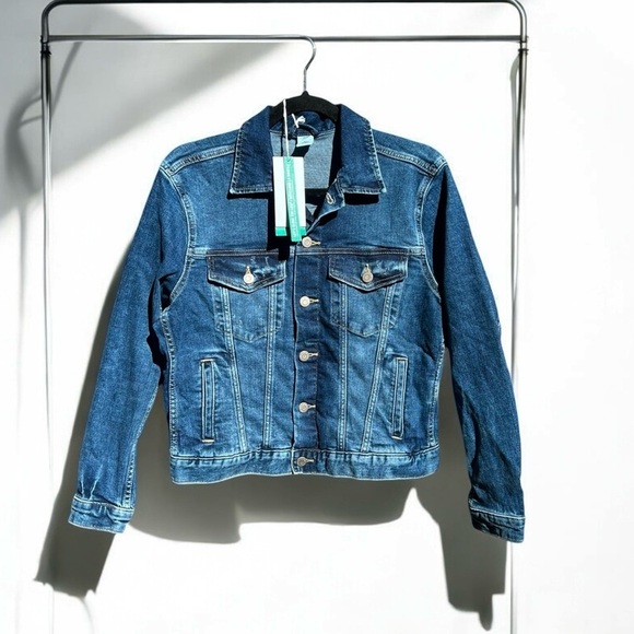 🌻NEW w/tags H&M Conscious Medium Wash Denim Jean Jacket Size Medium - Picture 1 of 8